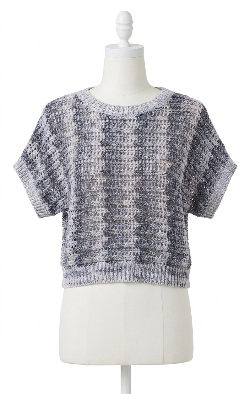 NEW Z SUPPLY ballast crochet stripe top in calypso blue indigo